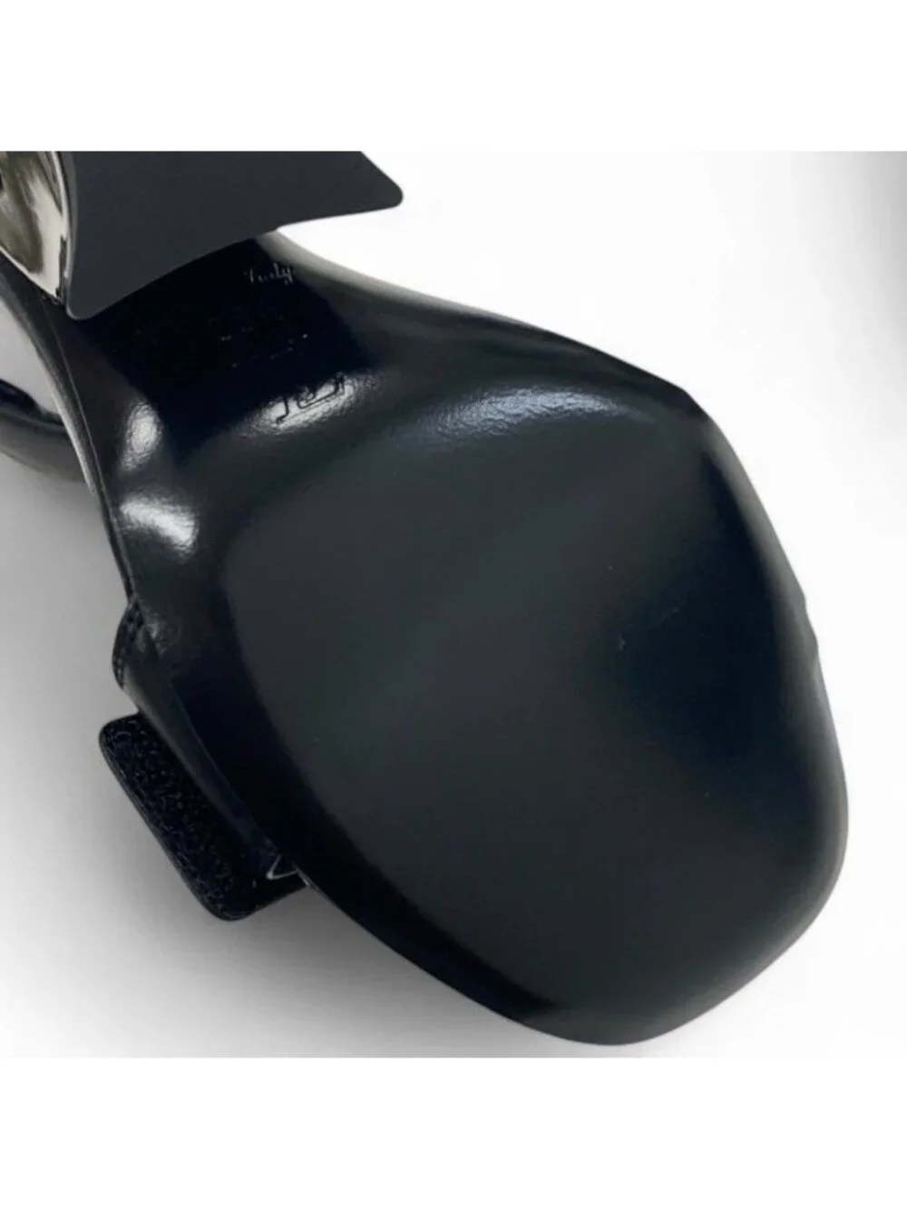 Louis Vuitton Stellar Line Sandals Shoes Leather Patent Black Gold Logo - Picture 8 of 9